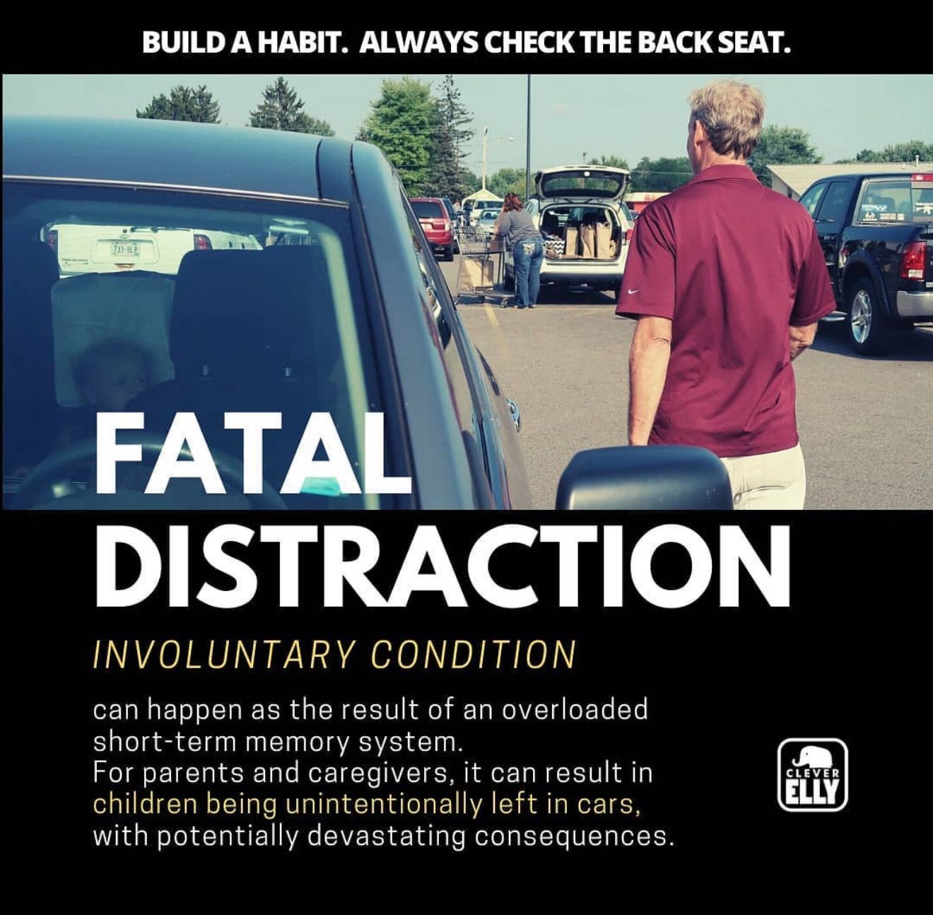 Cleverelly back seat reminder device to prevent child hot car deaths