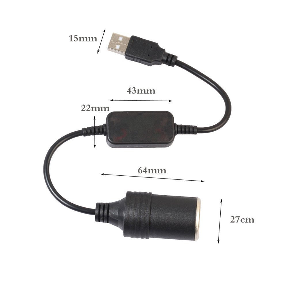 USB A to Socket outlet (cigarette lighter) - CleverElly